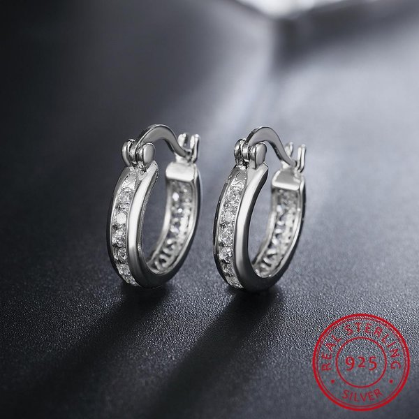 Pendientes De Aro De Plata De Ley 925 De Moda Para Mujer, Con Circonita CúBica, JoyeríA De Moda, Regalo Para NiñA.-image