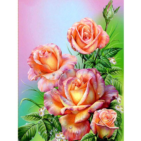 Pintura De Diamantes DIY Flor Juegos Completos Mosaico De Diamantes Punto De Cruz DecoracióN Del Hogar Bordado De Diamantes Arte De Pared 20X30CM Multi-image