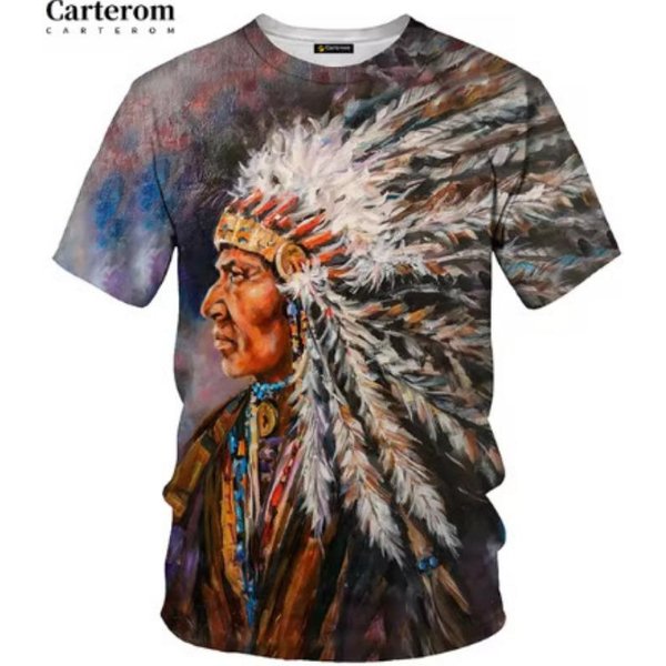 Indyjski T-Shirt 3D MęSki Casual Z OkrąGłYm Dekoltem I KróTkim RęKawem Z Nadrukiem Kultury Indyjskiej Casualowy Letni T-Shirt Casa XL Gray-image
