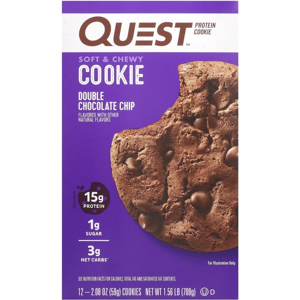 Quest Nutrition, Galleta Proteica, Chips De Chocolate Doble, 12 Galletas, 59 G (2,08 Oz) Cada-image