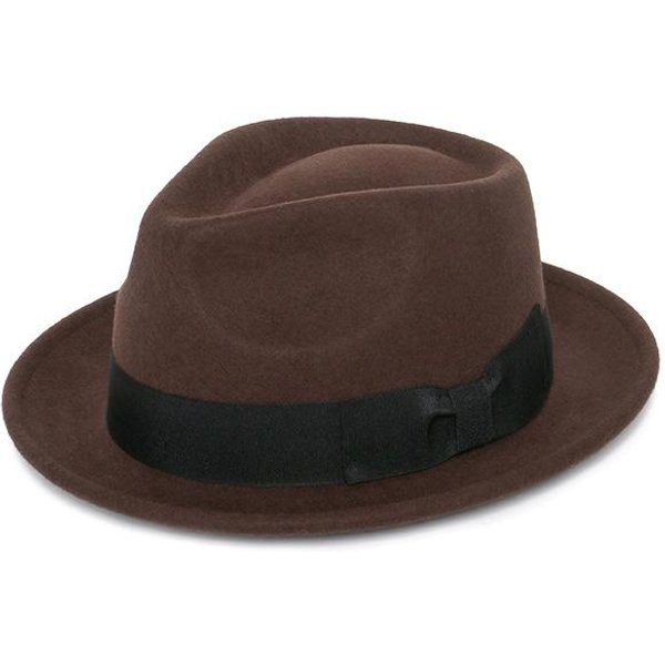 Sombrero De Jazz BritáNico Guannuo Sombrero De Copa De Lana Sombrero De Lunares Para Caballero Sombrero De Lana Sombrero De Fieltro De Lana Sombrero De Copa L(58-60Cm) MarróN Oscuro-image