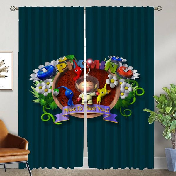 Cortinas Pikmin Para Dormitorio Cortinas Elegantes Para HabitacióN 2 Piezas Cortinas Opacas Estores DecoracióN De Halloween SalóN Cocina W50Xh70Cmx2Pcs-Cl-image