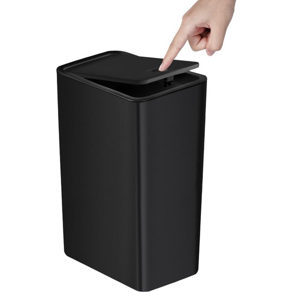 Kosz Na śMieci łAzienkowy-10L MałY Kosz Na śMieci Z Dociskaną GóRną Pokrywą Do Toalety, Sypialni, Salonu – Plastikowy Kosz Na śMieci Z Wysuwaną Pokrywą 1Pc Czarny-image