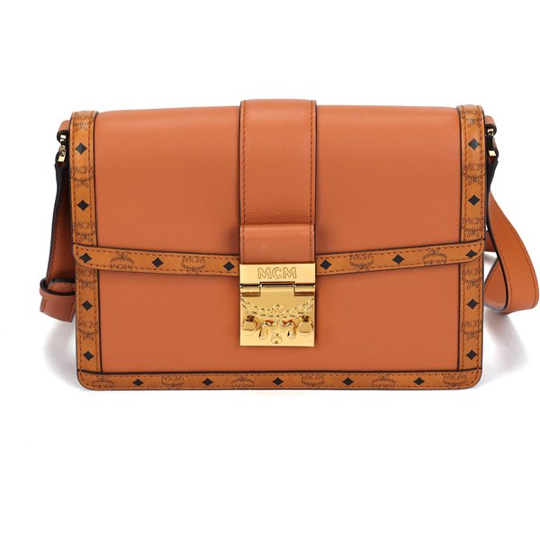 Mcm Tracy Metalowe Logo Monogramowe WykońCzenie Regulowany Pasek Na Ramię SkóRa CielęCa Torba Crossbody MałA Damska Torba Crossbody BrąZowa Cognac MWSDSXT02CO001 Basic Set (Bag+Dust Bag)-image