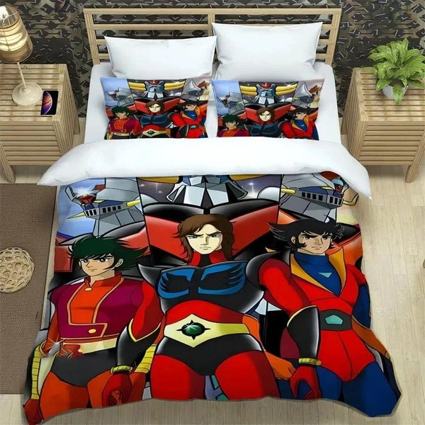 ColeccióN De Ropa De Cama Ufo Robo Grendizer Goldorak Funda NóRdica ColeccióN De Cama Funda De Colcha Funda De Almohada EdredóN TamañO King Queen Ropa De Cama Para NiñOs Adultos EU Double 200X200Cm-image