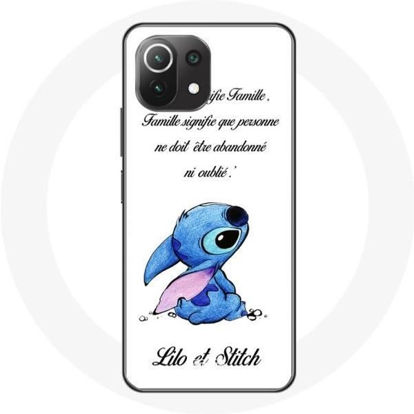 Coque Pour Xiaomi Mi 11 Lite Lilo Et Stitch Ohana Citation Blanc Blanco-image