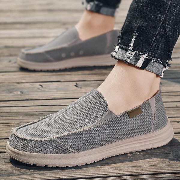 Zapatos Informales Transpirables De Lona Vaquera Para Hombre, Zapatillas Antideslizantes Para Exteriores, Mocasines CóModos Para Conducir, Talla Grande 39-47, Verano 43 Gray-image
