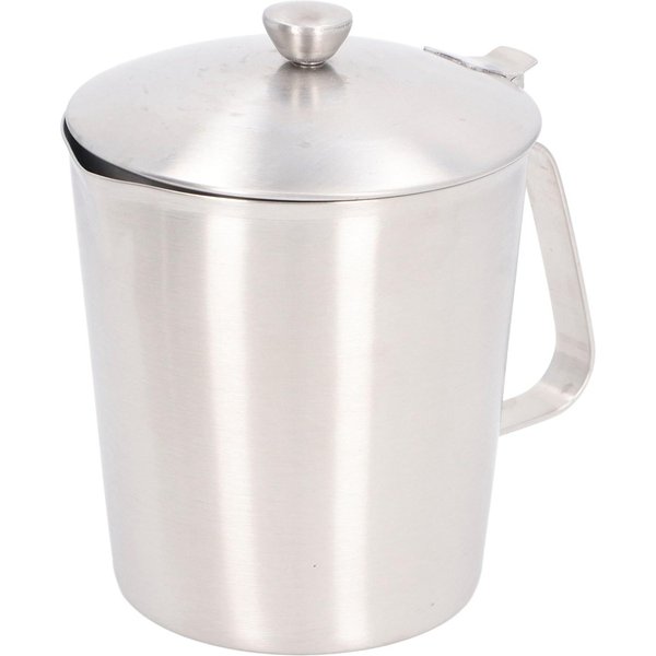Taza Medidora Gruesa De Acero Inoxidable 304 Con Asa Marcada Y Tapa Para Espumar Leche Y Latte Art Gray-image
