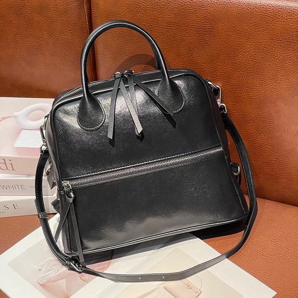 Bolso Tote Boston Para Mujer Con Versatilidad Nuevo Bolso De Mujer De Cuero Genuino Bolso De Hombro Retro Bolso Bandolera-image