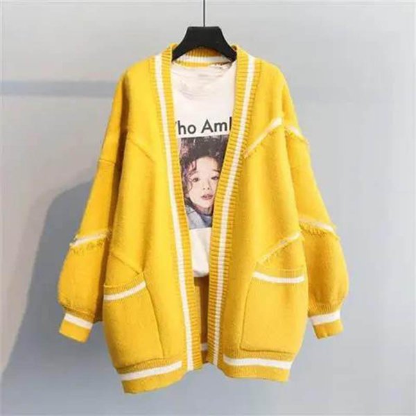 SuéTer CáRdigan Grueso De Longitud Media Para Primavera Y OtoñO, Chaqueta Holgada De Punto Estilo Perezoso Para Mujer S-image