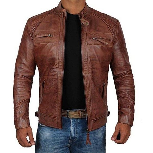 Chaqueta De Cuero Para Motocicleta Para Hombre, Abrigo Corto Ajustado Con Solapa De Pu, Chaqueta De OtoñO Con Cremallera, Abrigo De Cuero Resistente Al Viento, Ropa Para Hombre XL-image