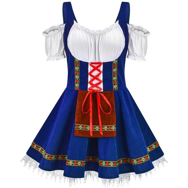StróJ Na Oktoberfest Dla Kobiet Niemiecka Bawarska Tradycyjna Sukienka Dirndl Festiwale Oktoberfest Kostium Dziewczyny Piwnej S-image