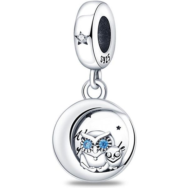 Plata De Ley S925 Chapada Estilo Nuevo Contigo Alrededor BúHo PequeñO Colgante JoyeríA Con Cuentas Accesorios DIY White-image