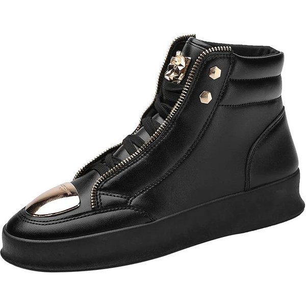 MęSkie Sneakersy Modne Buty Skateboardowe Wysokie Casualowe Buty Leopard Platforma But Sportowe Buty Treningowe MęSkie Botki 39 Czarny-image