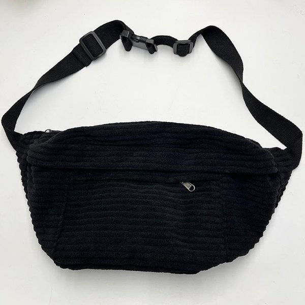 DużA Pojemność Saszetka Biodrowa Damska Na Ramię Crossbody Torba Swobodna Saszetka Biodrowa Prosta Torebka Na Telefon Sztruksowa Saszetka Biodrowa Damska Torba Bananowa Black-image