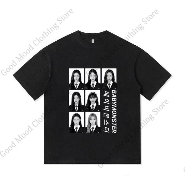 Babymonster Koszulka Dla FanóW Kpop Rami Ahyeon Rora ASA Ruka Chiquita Pharita Nadruk Koszulka Unisex Damska BawełNa KróTki RęKaw T-Shirty S-image