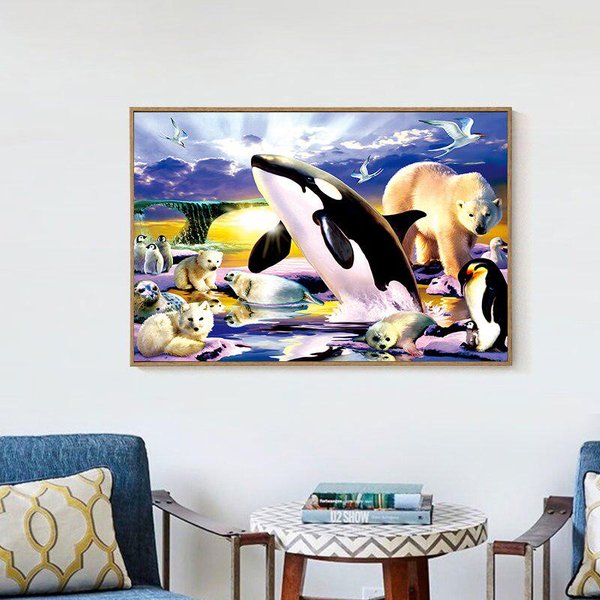 Pintura De Diamantes, Osos Polares Y PingüInos, ImáGenes De Diamantes De ImitacióN, Mosaico, Bordado De Diamantes De Pantalla Completa 20X30CM-image