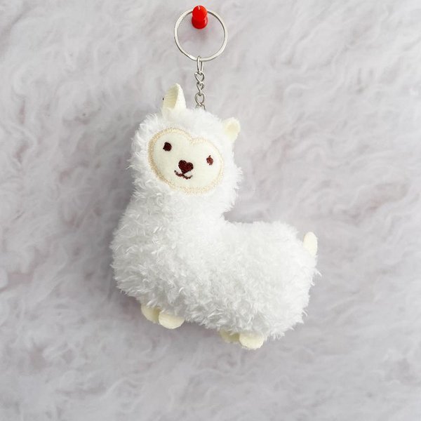 Modny KreskóWkowy Uroczy Breloczek Z Alpaką Kawaii Kreatywny Breloczek Do Plecaka Torebki Pluszowa Lalka Breloczek White-image