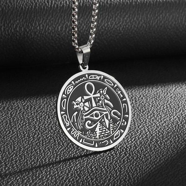 Collar De Nudo De Bruja Colgante De Nudo Celta Amuleto De Acero Inoxidable Triskelion Cruz Ankh PentáGono JoyeríA Regalo De CumpleañOs Para Mujeres Black-image