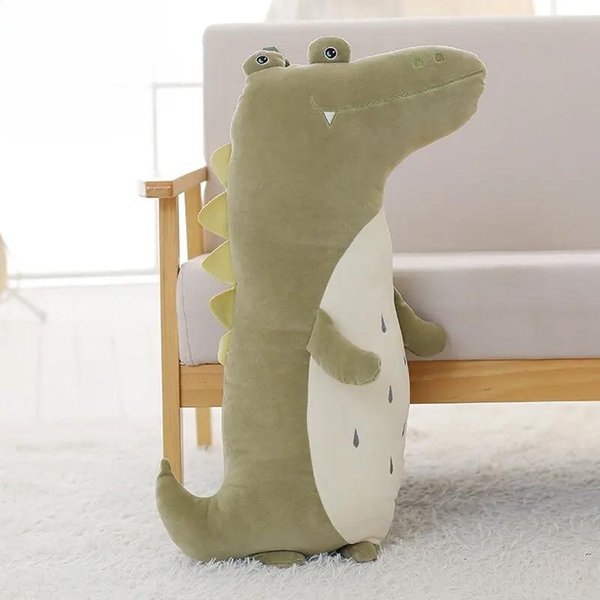 Wygodna Pluszowa Poduszka Dinozaur Poduszka Na Sofę Lalka JednorożEc Poduszka Prezent Dla Dziewczynki Pluszowa Poduszka Krokodyl Zabawka Pluszowa Poduszka 50Cm Gray-image