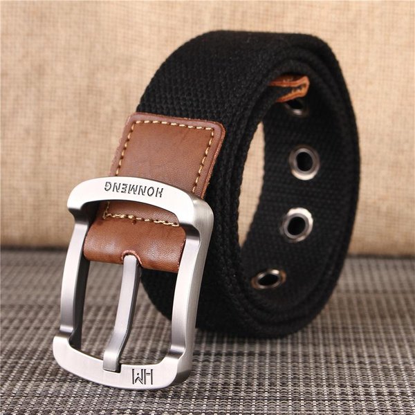 CinturóN De Lona Y Cuero Para Hombre: Hebilla De Pin Casual Para Hombres JóVenes Y Estudiantes (Estilo Coreano) 125 Cm Brown-image