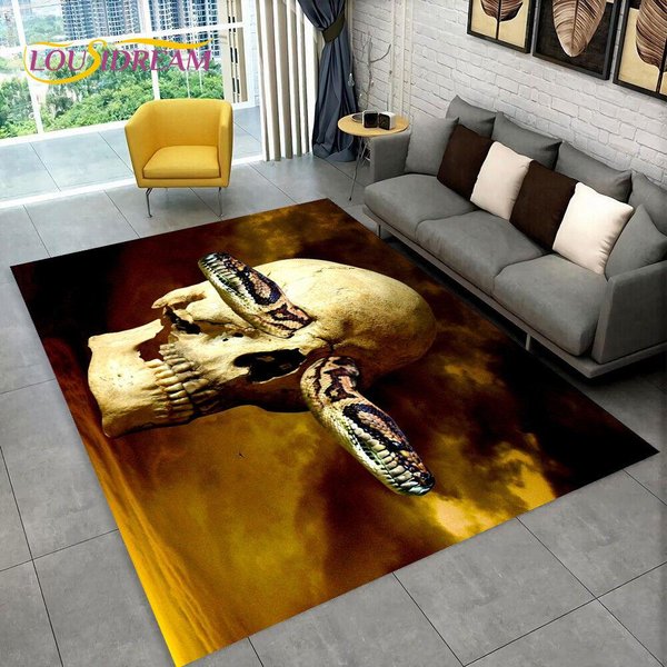 Gotycki Straszny Wąż Wąż Kobra Dywanik Obszarowy, Dywan Do Domu Salonu Sypialni Kanapy Wycieraczka Dekoracja Kuchni, AntypośLizgowa Mata PodłOgowa 40X60Cm(15X23In)-image
