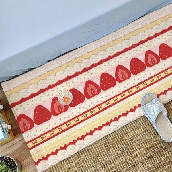 Pluszowy Dywan Fair Isle AntypośLizgowy ŁAtwy W Czyszczeniu Do Pokoju Dziewczynki Przy łóżKu WystróJ Domu 40X120Cm 16X47Inch-image