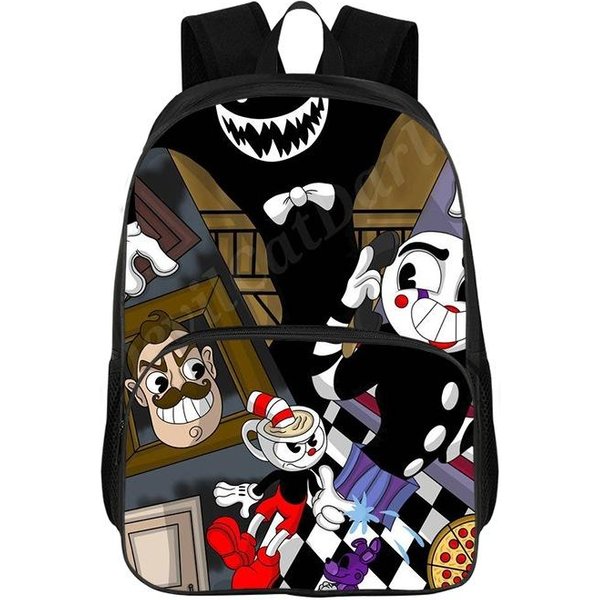 Plecak Szkolny Dla Ucznia SzkołY Podstawowej Z Nadrukiem Cuphead Anime, 16 Cali, Plecak Szkolny, Plecak DziecięCy Z KreskóWką Cuphead, Plecak Dla ChłOpca I Dziewczynki, Mochlia-image