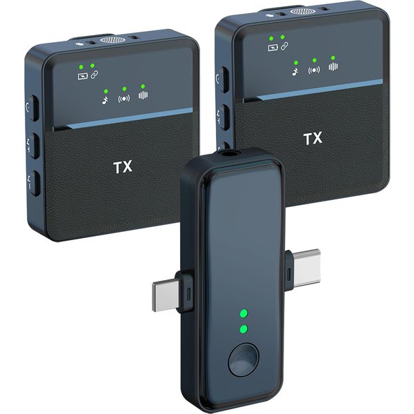 Sistema De MicróFono Lavalier InaláMbrico 2.4G MicróFono Dual Chip De ReduccióN De Ruido Incorporado Plug And 1 Receiver With 2 Microphones Negro-image