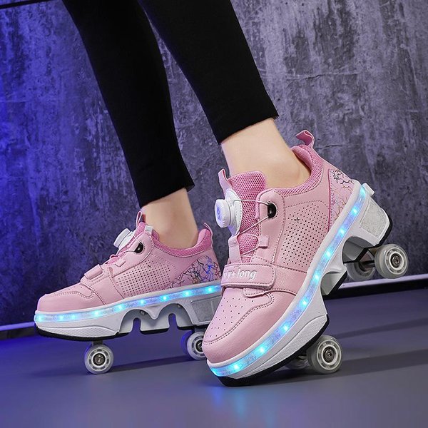 Buty UciekająCe 6 Do 12 Lat CzterokołOwe Rolki UciekająCe DziecięCe Rolki DeformująCe Automatycznie Chowane KółKa 33-image