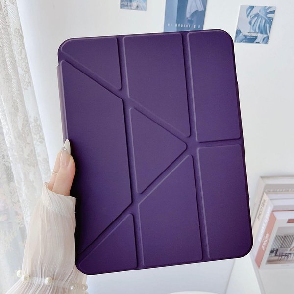Para Ipad A16 11ª 10ª Con Soporte Para LáPiz Plegable AcríLico Transparente Trasero Tapa Dura Para Ipad 10.2 9.7 Air 11 5 4 10.9 Pro 11 12.9 Funda Ipad Mini 6 7 PúRpura-image
