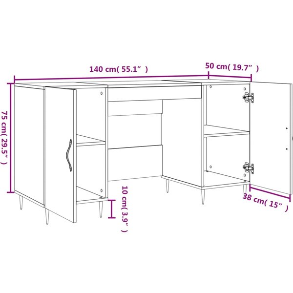 Escritorio De Roble Ahumado 140X50X75 Cm Madera De IngenieríA-image