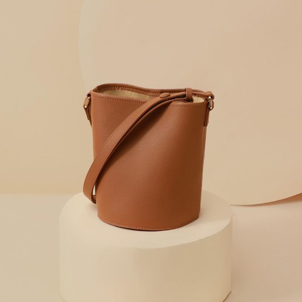 Bolso Bandolera Tipo Cubo Para Mujer Primavera/Verano Cuero Premium Mini Bolso De Hombro Brown-image