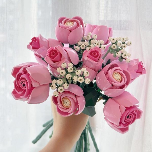 789 Piezas Ramo De Rosas Rosas Compatible 10374 ConstruccióN DecoracióN Del Hogar Flores Artificiales Bloques De ConstruccióN Ladrillos Regalo De Navidad-image