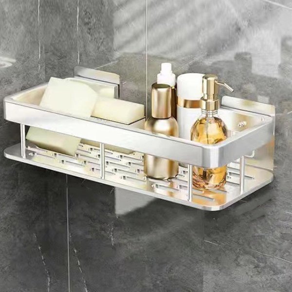 Estante De Esquina Para Pared Sin Taladro AleacióN De Aluminio Estante Para Champú Estante De BañO Organizador De Almacenamiento De Maquillaje Estante De Ducha Accesorios De BañO-image