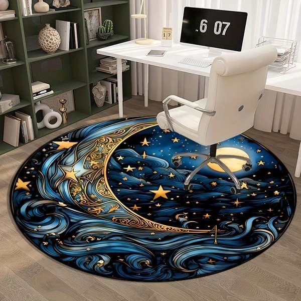 Magiczny Dywan OkrąGłY SłOńCe I KsiężYc Salon Sypialnia Lekki Dywan Gabinet Sofa KrzesłO Dywan WystróJ Domu 80X80CM(2.6X2.6FT-image