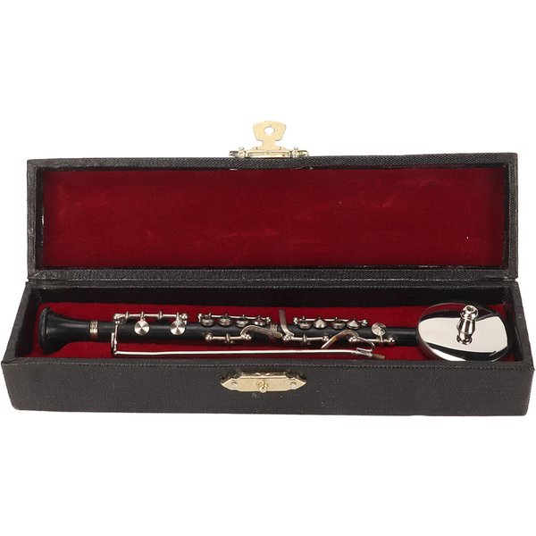 RéPlica De Clarinete En Miniatura Con Soporte Y Estuche Mini Instrumento Musical Modelo De Casa De MuñEcas Adorno 6.3 Brown-image