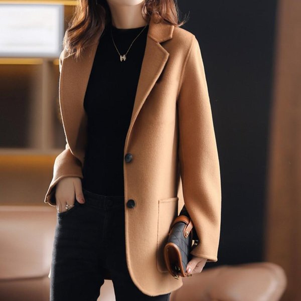 Chaqueta De Lana Gruesa Para Mujer, Traje PequeñO, VersióN Coreana, Informal, Para OtoñO E Invierno 3XL Black-image