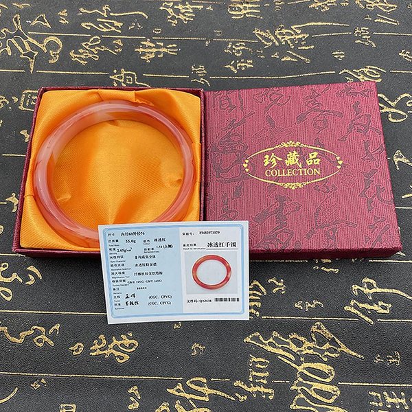Prawdziwy Jadeit Naturalny Lodowy Zielony Jadeit Bransoletka Luksusowa Bransoletka Dla Kobiet Prezenty Orange-image