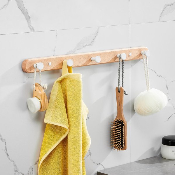 Sarihosy Gancho De Pared De Madera Negro Para Colgar En La Pared, Perchero Para BañO, Cocina, Dormitorio, Pasillo, Perchero-image