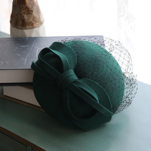 Jesień Zima Nowy WełNiany Beret Dla Kobiet Brytyjski Styl Moda MałY Cylinder Francuski Casual Wszechstronny Malarz Projektant Kapelusz Diameter 17CM Black-image