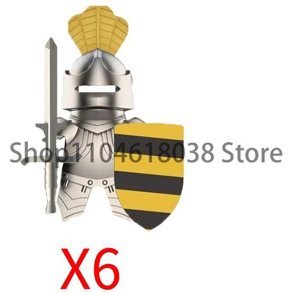 ŚRedniowieczny Zamek ŻOłNierz Figurki Akcji Klocki Imperium Templariusze Lancjer Wojownik Milicja HełM Tarcza Miecz ŁUk Zabawka Prezenty-image