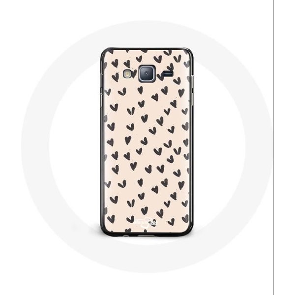 Coque Pour Samsung Galaxy A3 Fond De Texture Abstraite Coeurs Noirs-image