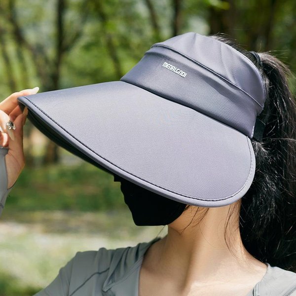 Sombrero De Verano De Ala Ancha De Seda De Hielo ProteccióN Solar Para Exteriores Sombrero De Ala Ancha Grande ProteccióN Solar UV Sombrero De Copa Transpirable Para Mujer (52-58CM)-image