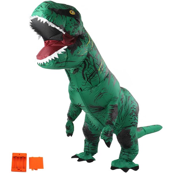 StróJ Dinozaura T Rex Nadmuchiwany Dinozaur Nadmuchiwany Kostium Na Halloween Cosplay Party Christmas Zielony-image