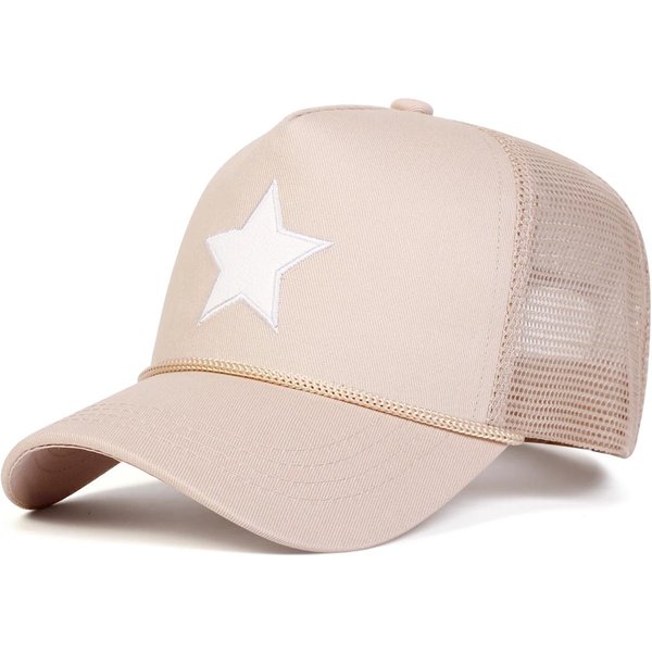 Unisex PięCioramienna Gwiazda Haftowane Siatkowe Czapki Baseballowe Wiosna Lato Na ZewnąTrz Regulowane Codzienne Czapki Czapka PrzeciwsłOneczna Czapka Sportowa White-image
