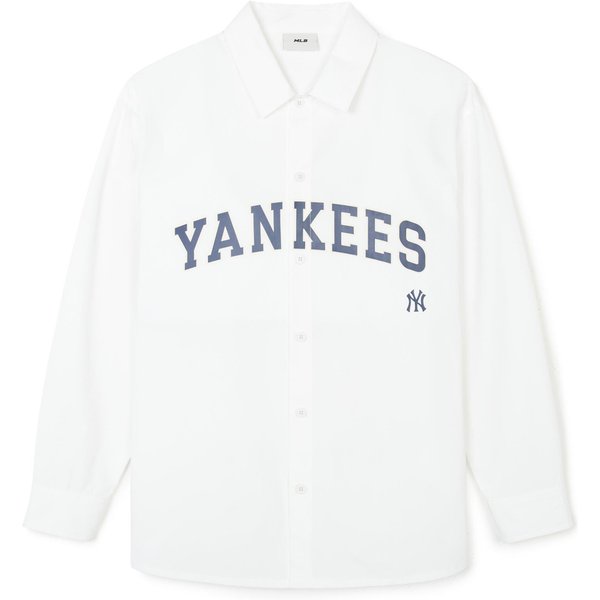 MLB SS24 Camiseta De Manga Larga AlgodóN Cuello Redondo Logo New York Yankees Unisex Blanca 3AWSV0141-50WHS M Gray-image