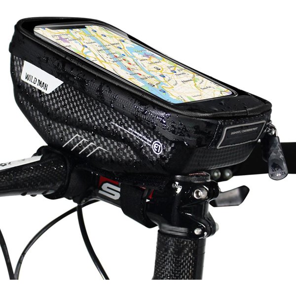 Bolsa Para TeléFono De Bicicleta, Soporte Para TeléFono, Marco Frontal Impermeable, Bolsa Para Manillar De Montaje En Tubo Negro-image