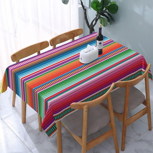 MeksykańSki Kolorowy Wzorzysty ProstokąTny Obrus Dekoracja Imprezowa Wielokrotnego UżYtku Wodoodporny Obrus Dekoracje StołU Kuchennego I Jadalnianego 100X160Cm-image