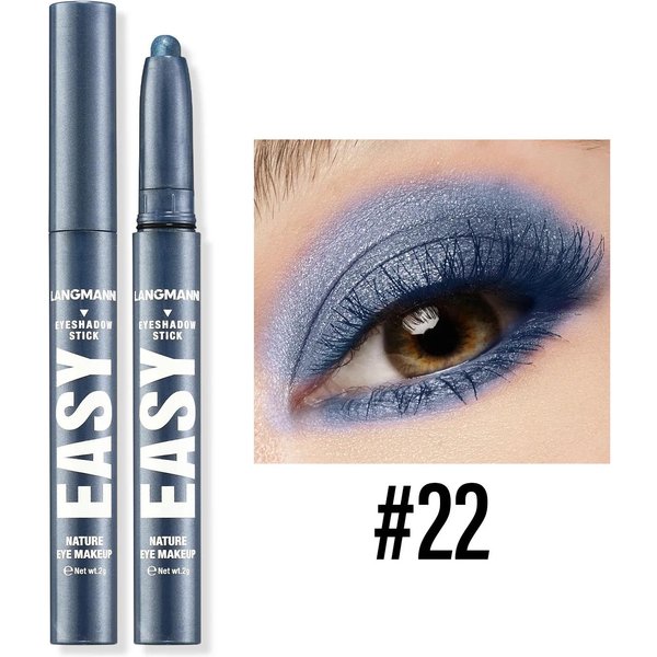 Barra De Sombra De Ojos Perlada MetáLica Brillante Sombra De Ojos Azul Iluminador Iluminador LáPiz De Sombra De Ojos Maquillaje De Delineador De Ojos Impermeable-image